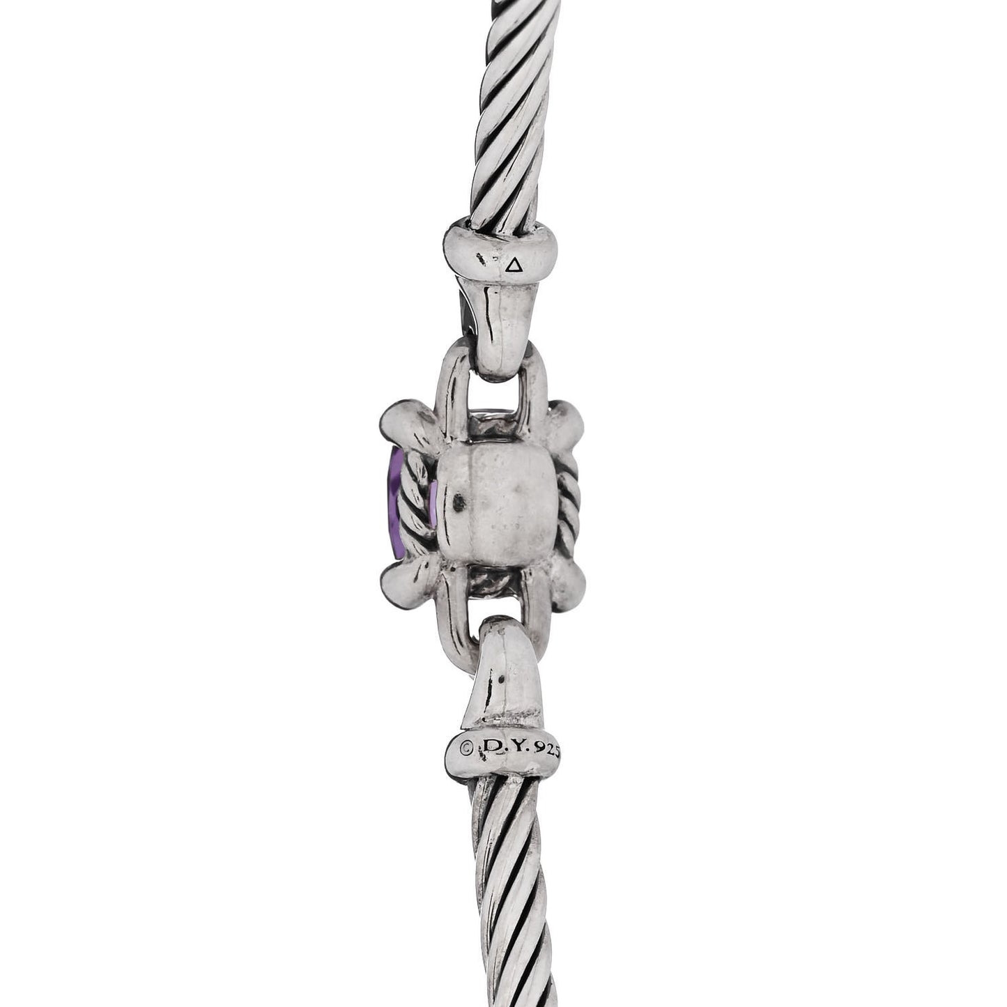 Sterling Silver Amethyst Diamond 8mm Chatelaine Bracelet
