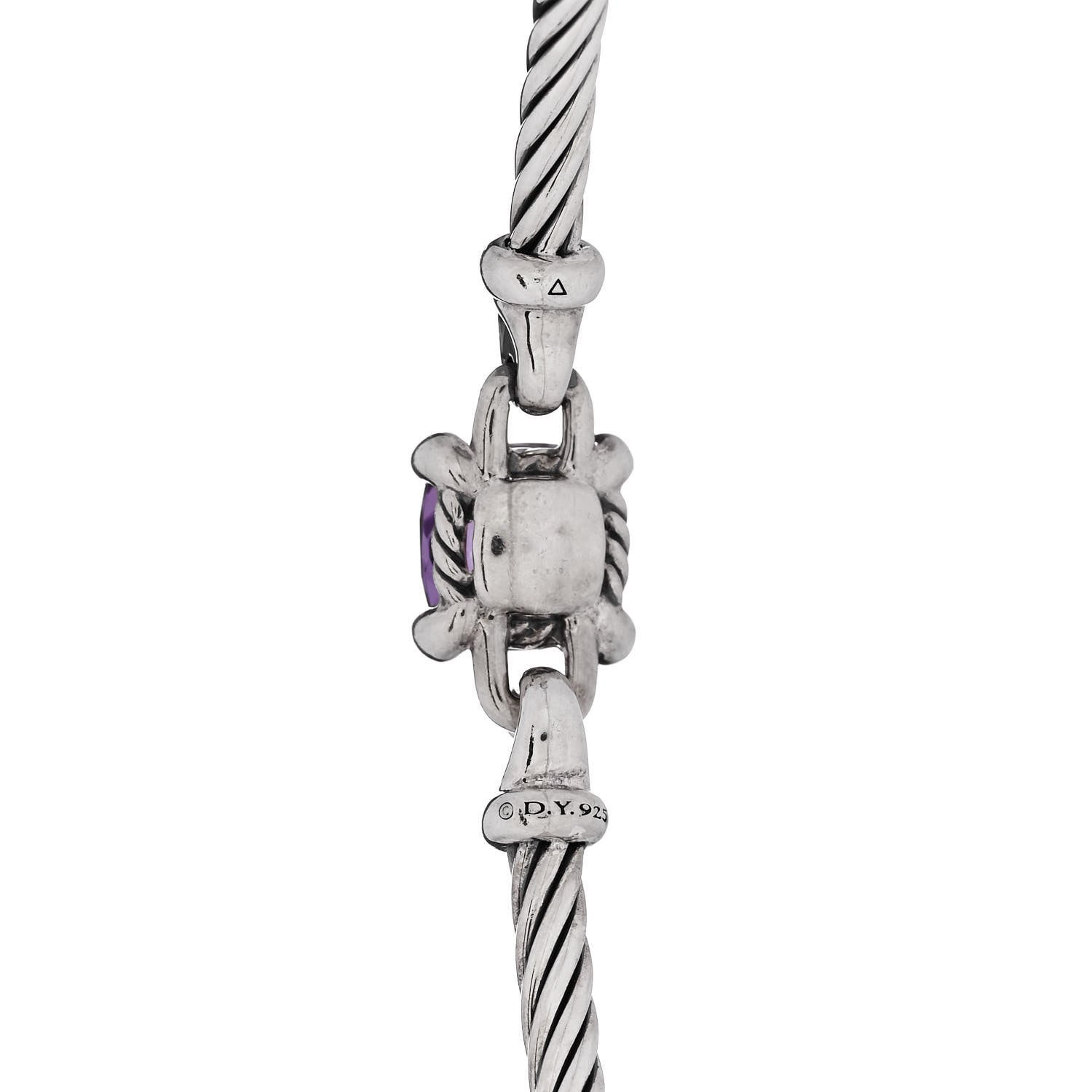 David Yurman Sterling Silver Amethyst Diamond 8mm Chatelaine Bracelet 3 of 3