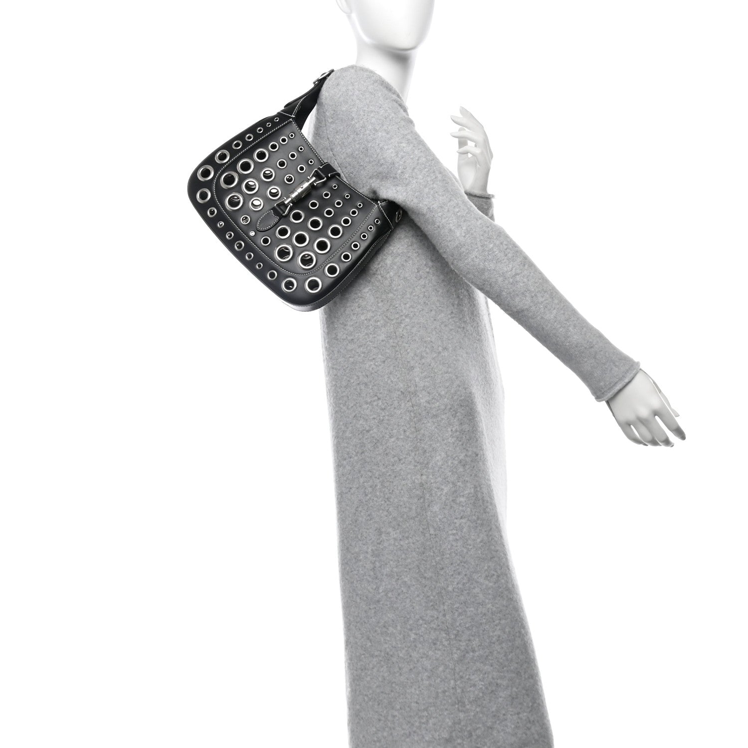 Gucci Calfskin Ha Ha Ha Jackie 1961 Eyelet Hobo Black 2 of 10