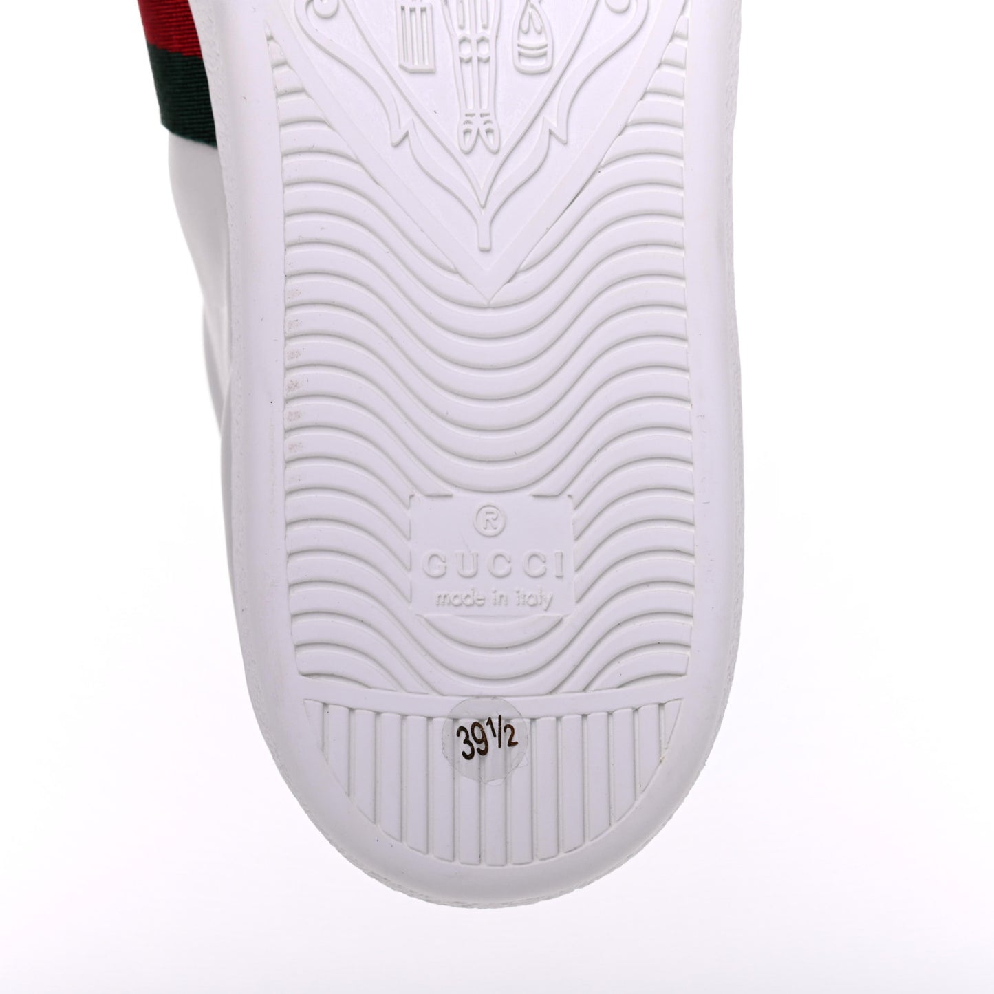 Calfskin Web Bee Embroidered Womens Ace Sneakers 39.5 White Green