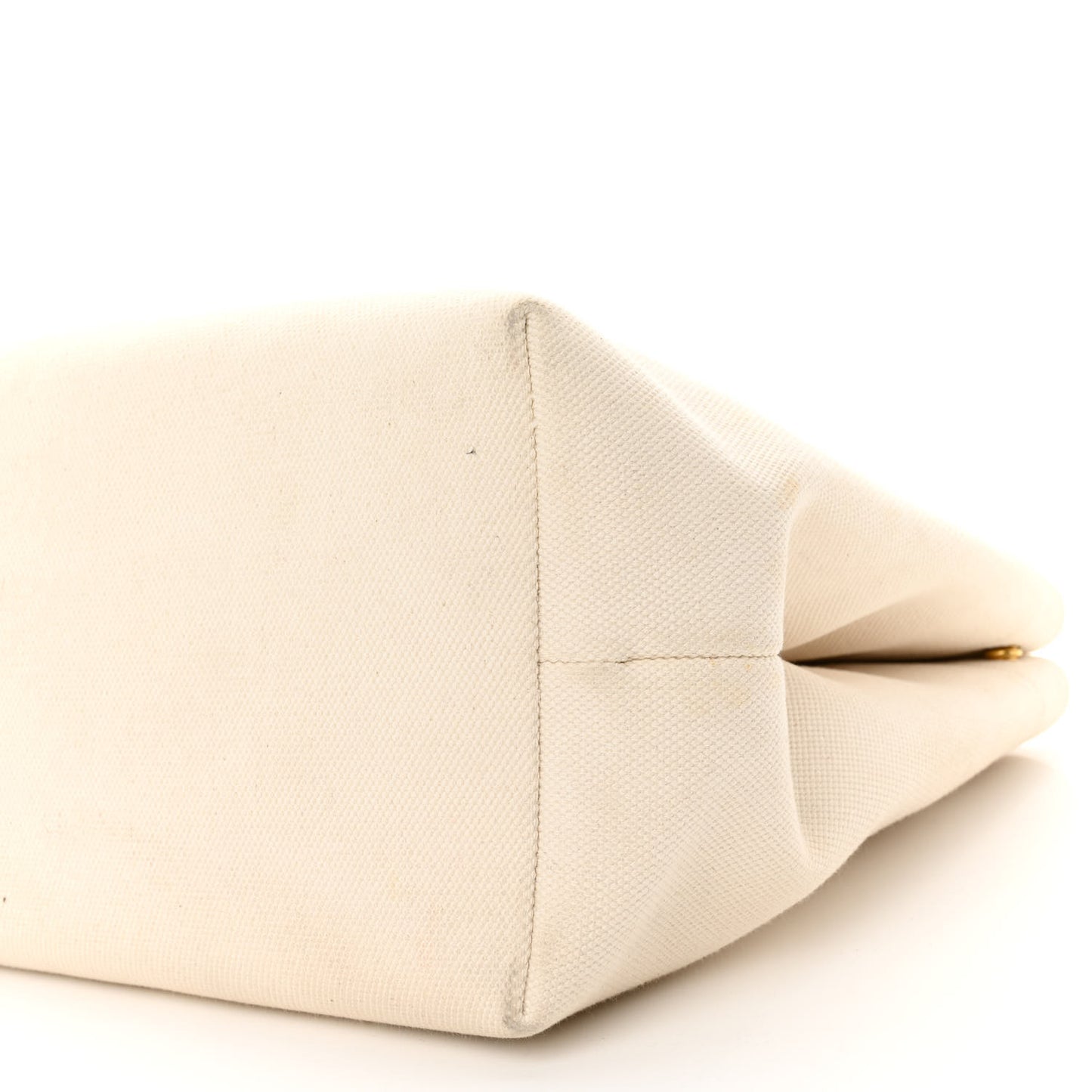 Canvas Calfskin Logo Print Small Horizontal Cabas Natural Tan