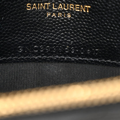 Saint Laurent Grain De Poudre Matelasse Chevron Monogram Envelope Chain Wallet Black 7 of 12