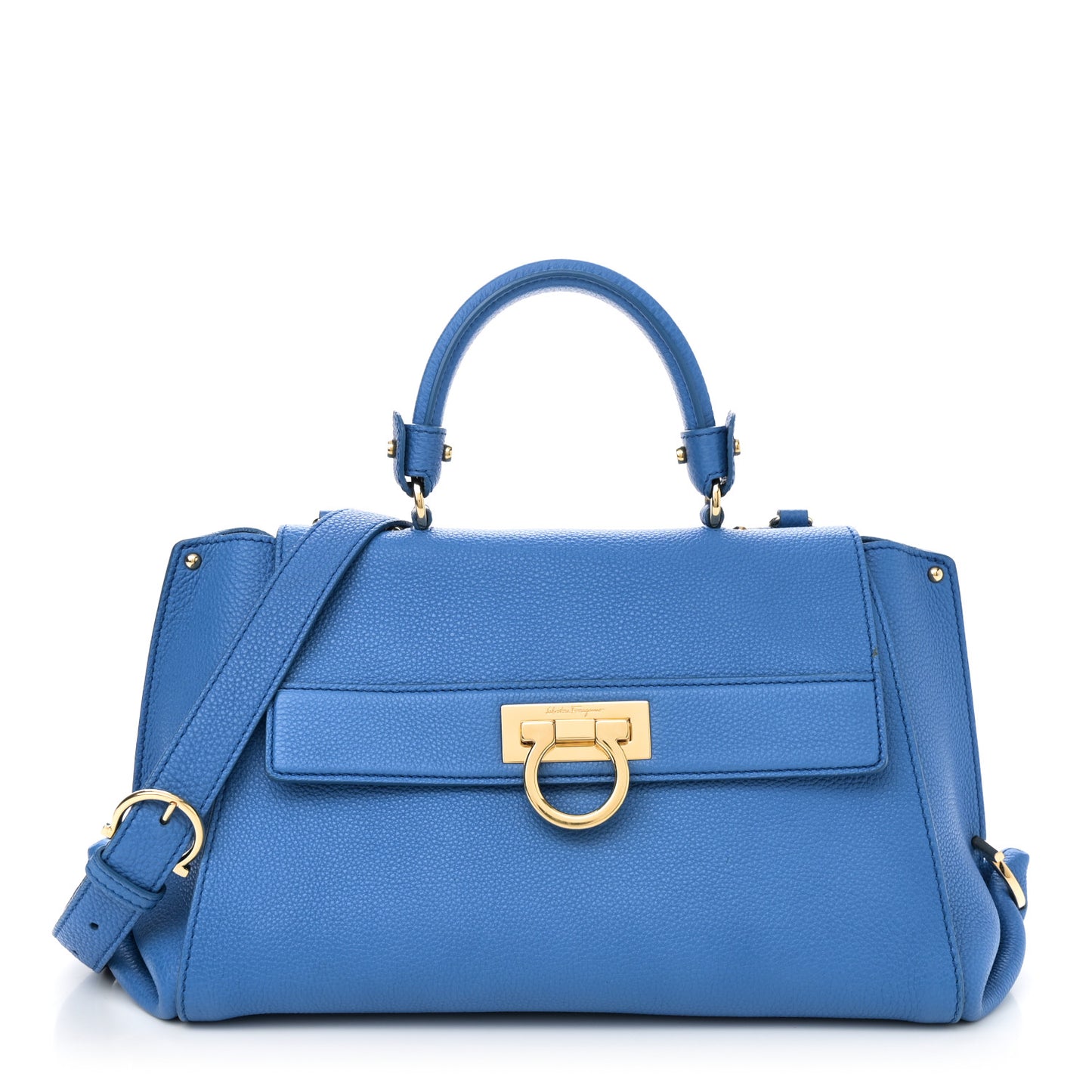 Grained Calfskin Medium Sofia Satchel Blue