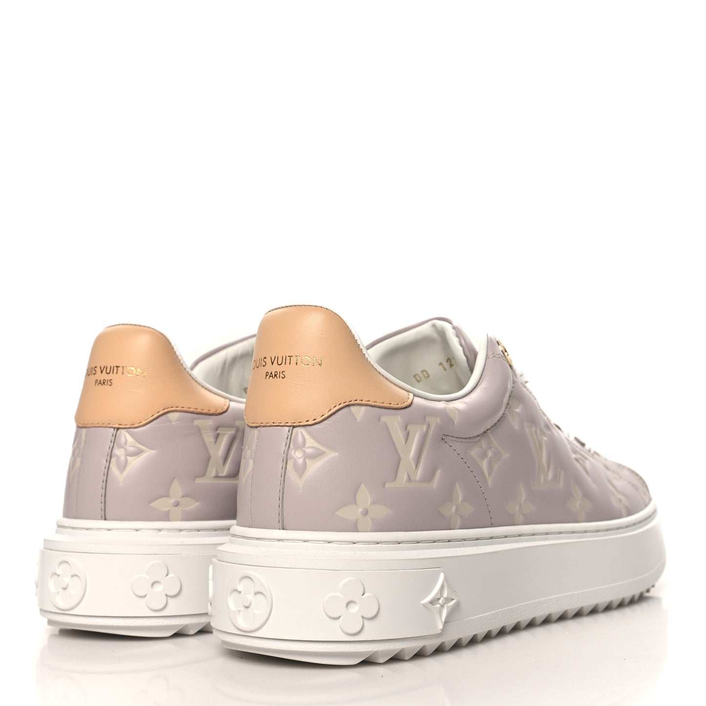 Calfskin Debossed Monogram Time Out Sneaker 38.5 Gray