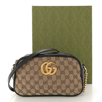 Gucci Monogram Matelasse Diagonal Small GG Marmont Chain Shoulder Bag Beige Black 13 of 13