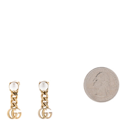 Gucci Metal Pearl Double G Earrings Gold 2 of 5