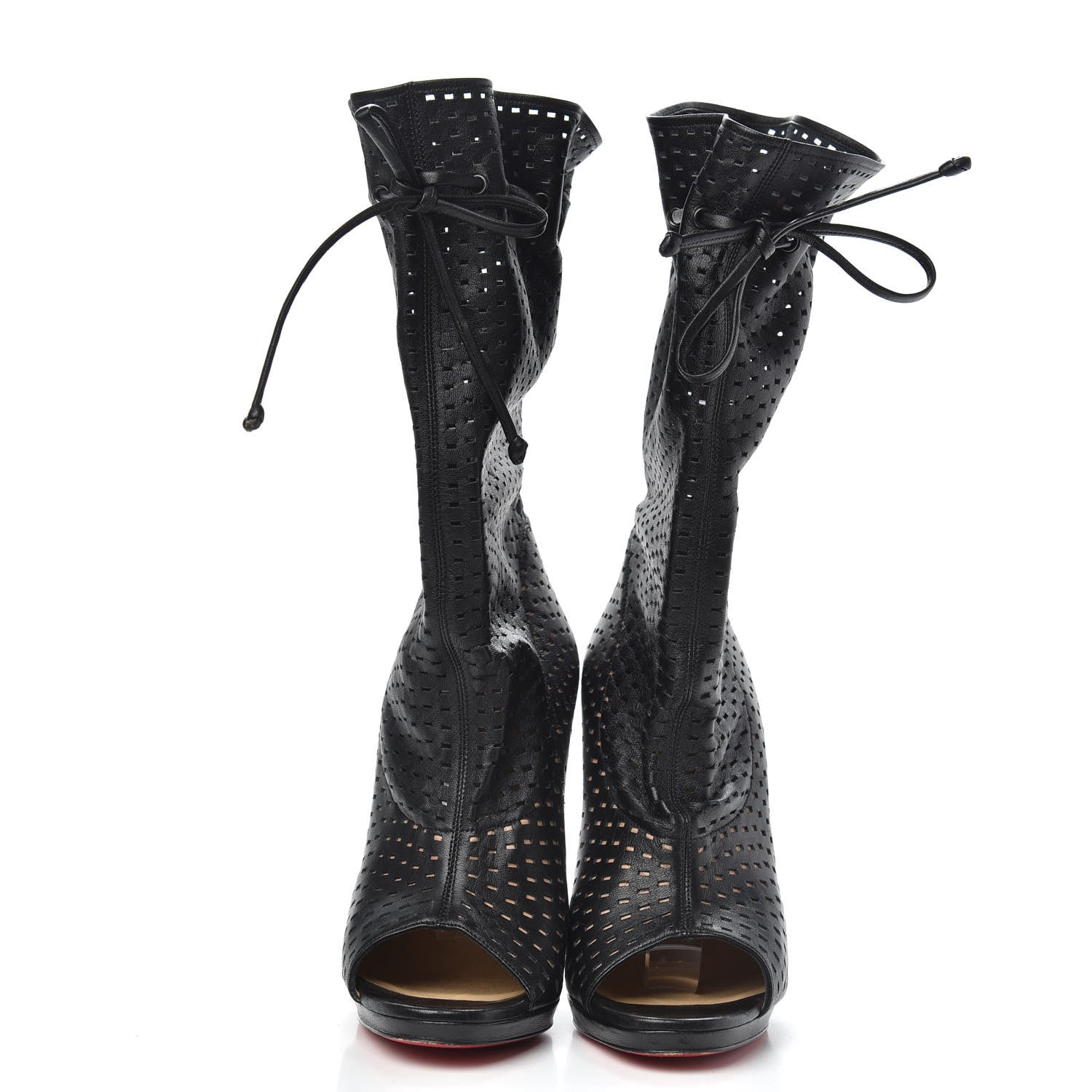 Christian Louboutin Perforated Nappa Jennifer 120 Boots 36.5 Black 2 of 8