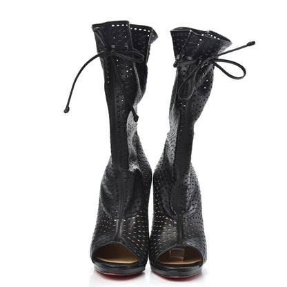 Christian Louboutin Perforated Nappa Jennifer 120 Boots 36.5 Black 2 of 8