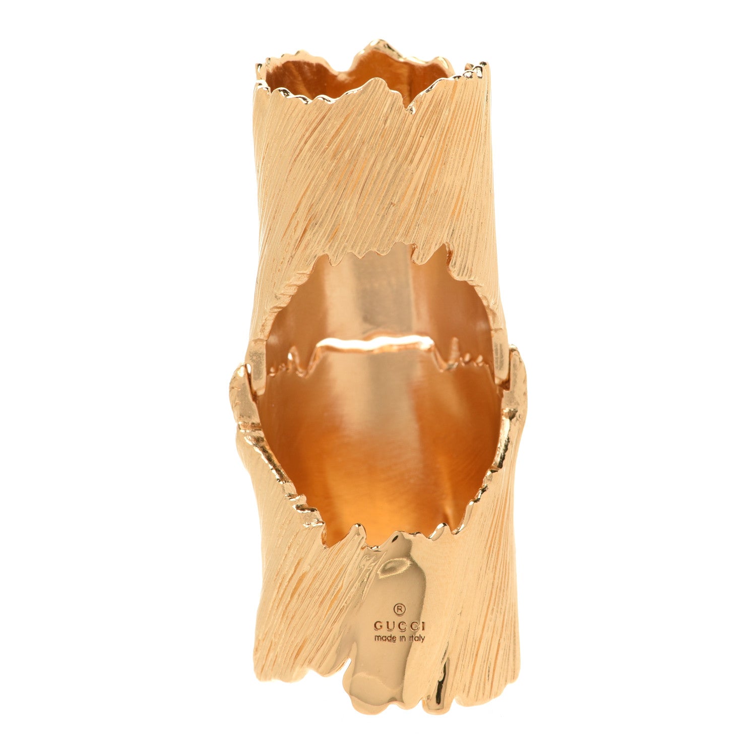 Gucci Textured Metal Interlocking G Finger Ring Gold 3 of 5