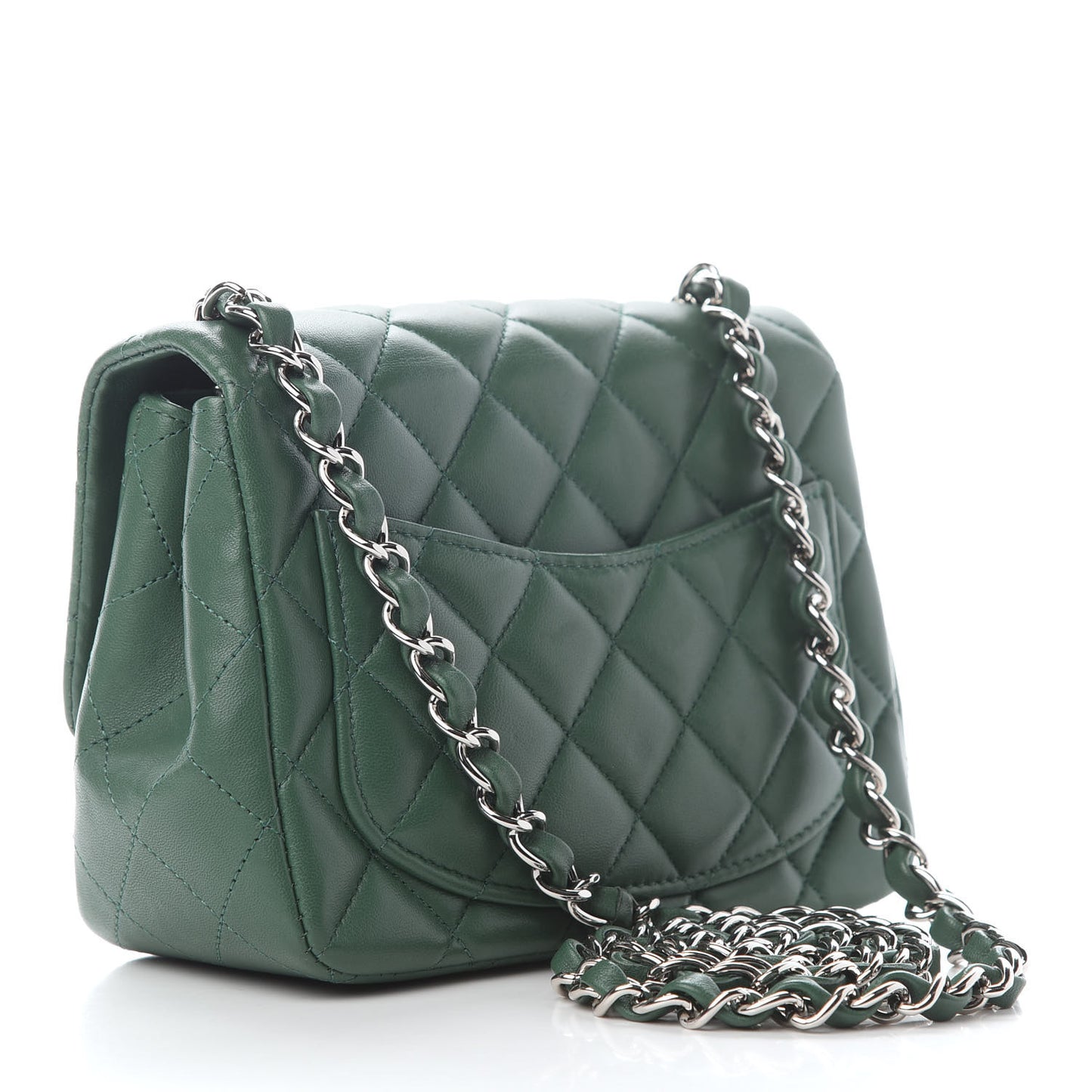 Lambskin Quilted Mini Square Flap Green