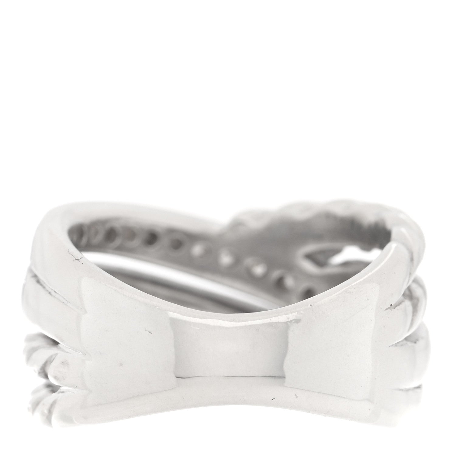 David Yurman Sterling Silver Pave Diamond 11mm Crossover Cable Ring 49 5 3 of 4