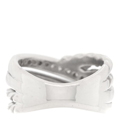 David Yurman Sterling Silver Pave Diamond 11mm Crossover Cable Ring 49 5 3 of 4