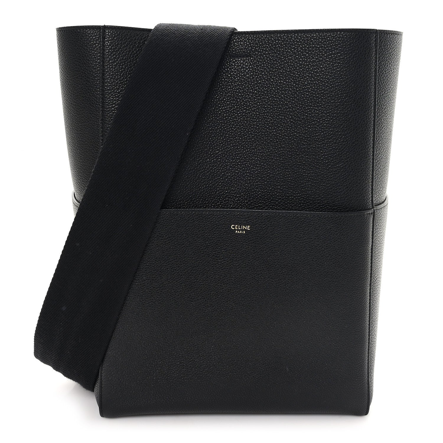 Celine Soft Grained Calfskin Sangle Bucket Bag Black 1 of 9