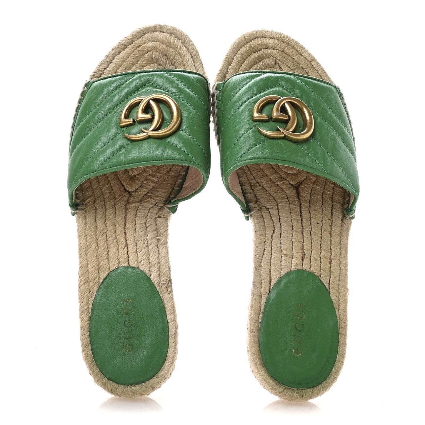 Nappa Matelasse GG Marmont Espadrille Slide Sandals 35.5 New Shamarock