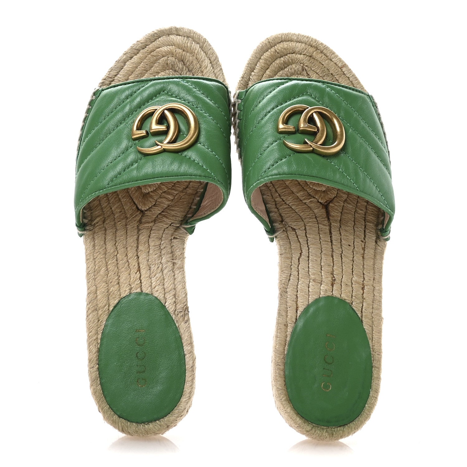 Gucci Nappa Matelasse GG Marmont Espadrille Slide Sandals 35.5 New Shamarock 2 of 8