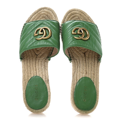 Gucci Nappa Matelasse GG Marmont Espadrille Slide Sandals 35.5 New Shamarock 2 of 8