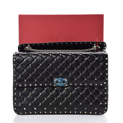 Valentino Garavani Lambskin Large Rockstud Spike Shoulder Bag Black 10 of 10
