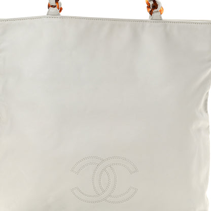 Chanel Lambskin Bekko Chain CC Shopping Tote White 8 of 17