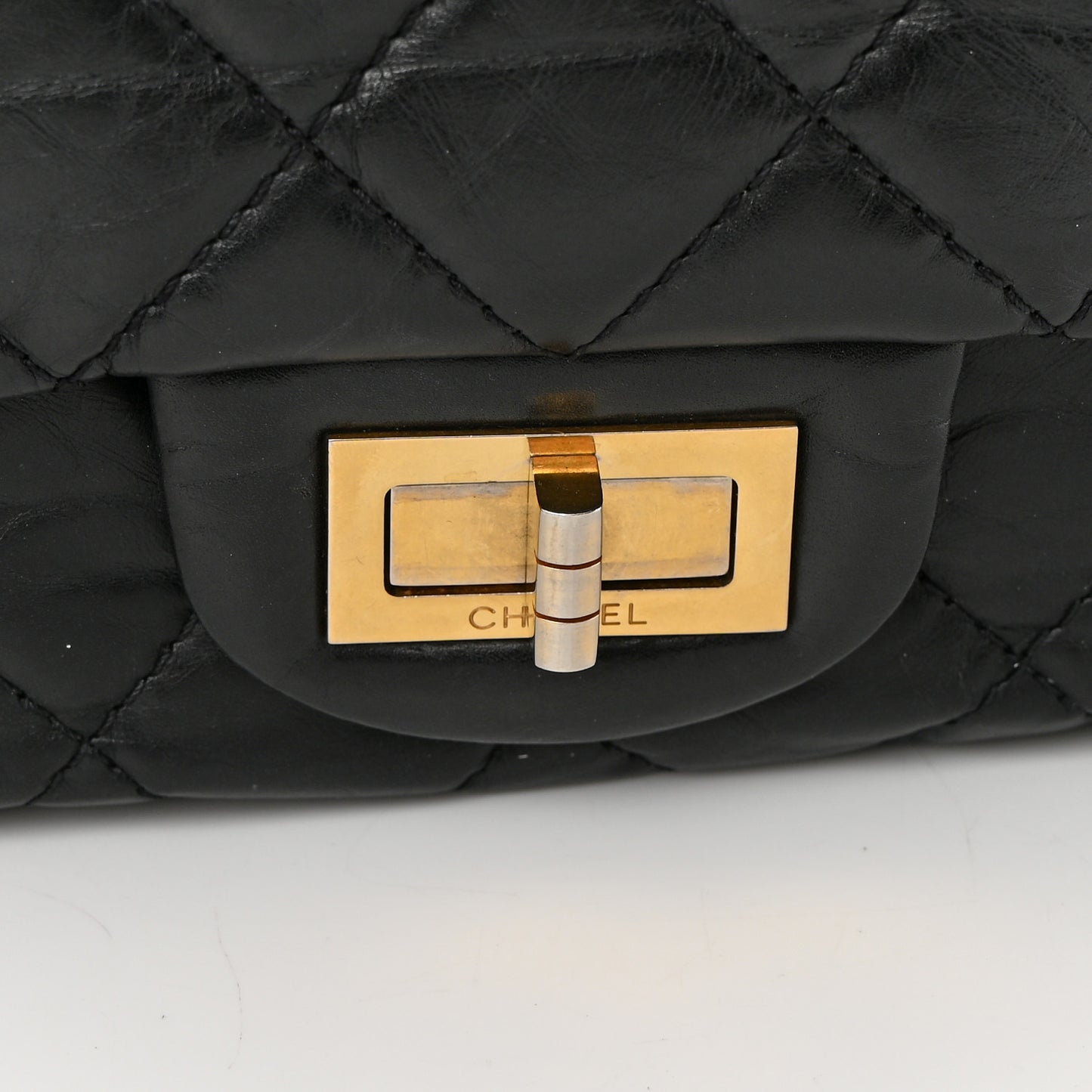 Aged Calfskin Quilted 2.55 Reissue 227 Flap Black