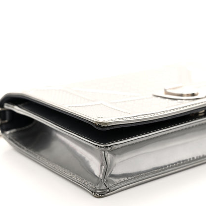 Christian Dior Metallic Patent Micro-Cannage Diorama Wallet on Chain Pouch Silver 8 of 9