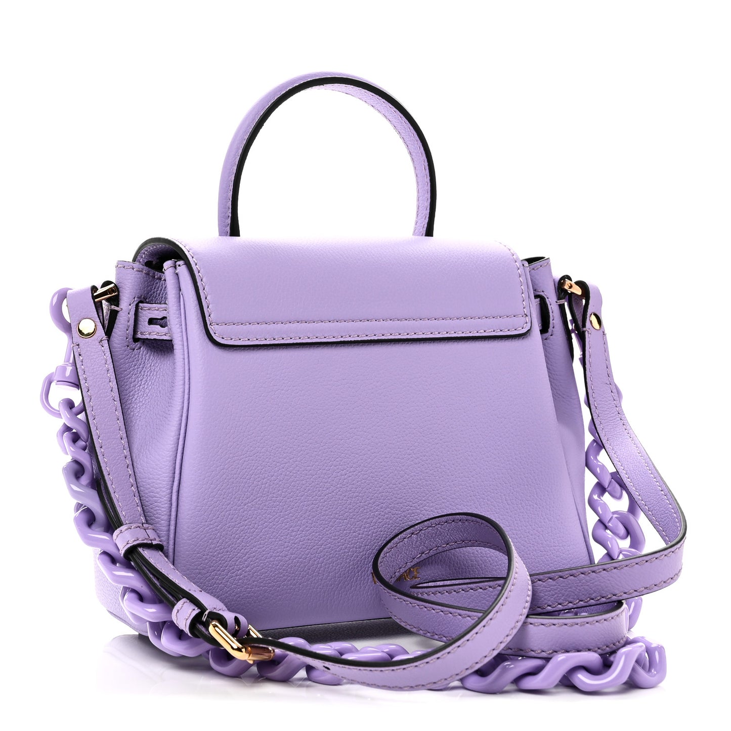 Grained Calfskin Small La Medusa Top Handle Bag Lilac