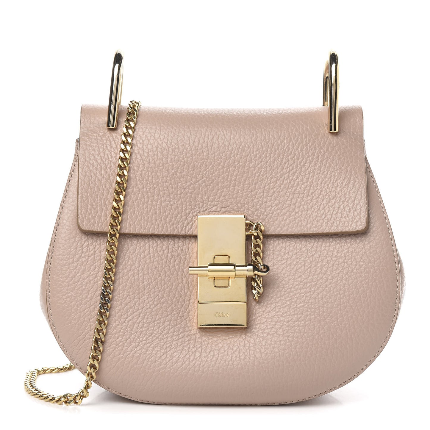 Grained Lambskin Mini Drew Shoulder Bag Cement Pink