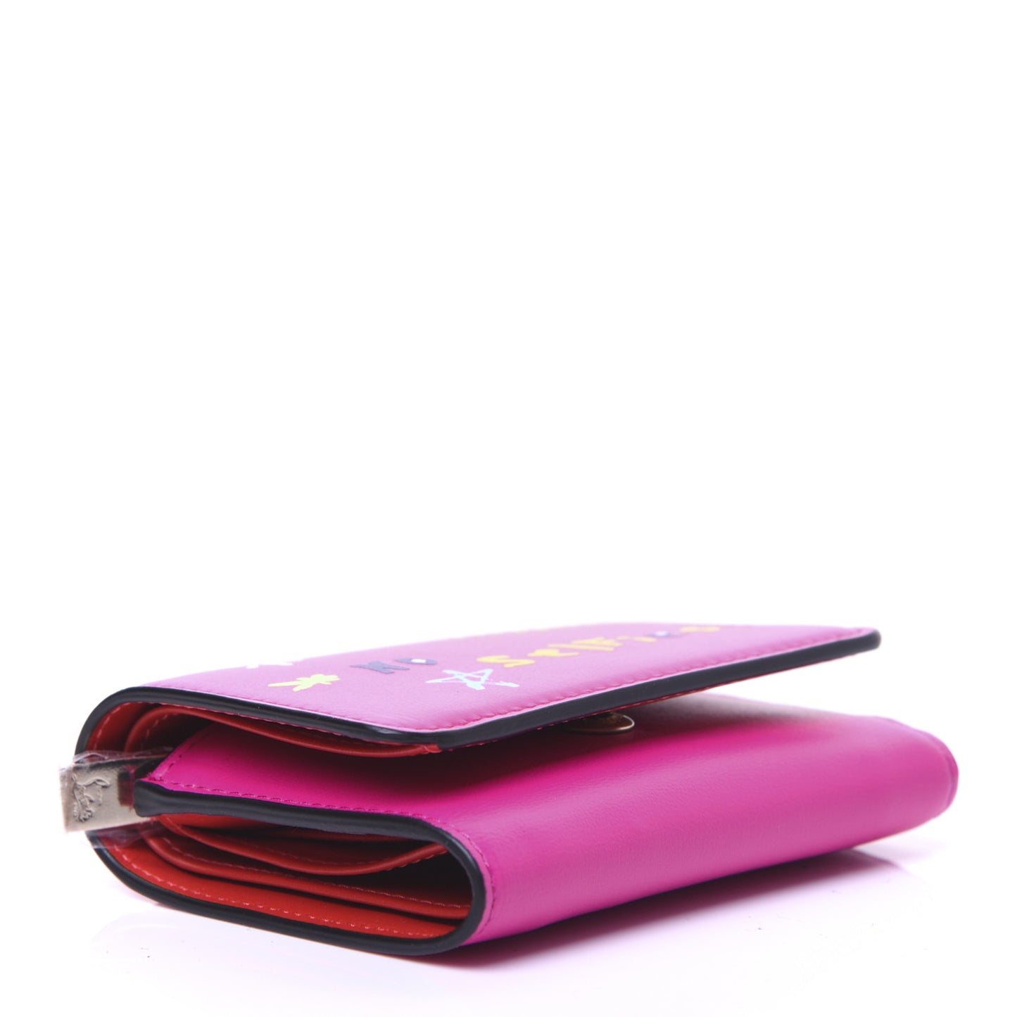 Calfskin No Selfies Script Mini Loubigaga Wallet Pink