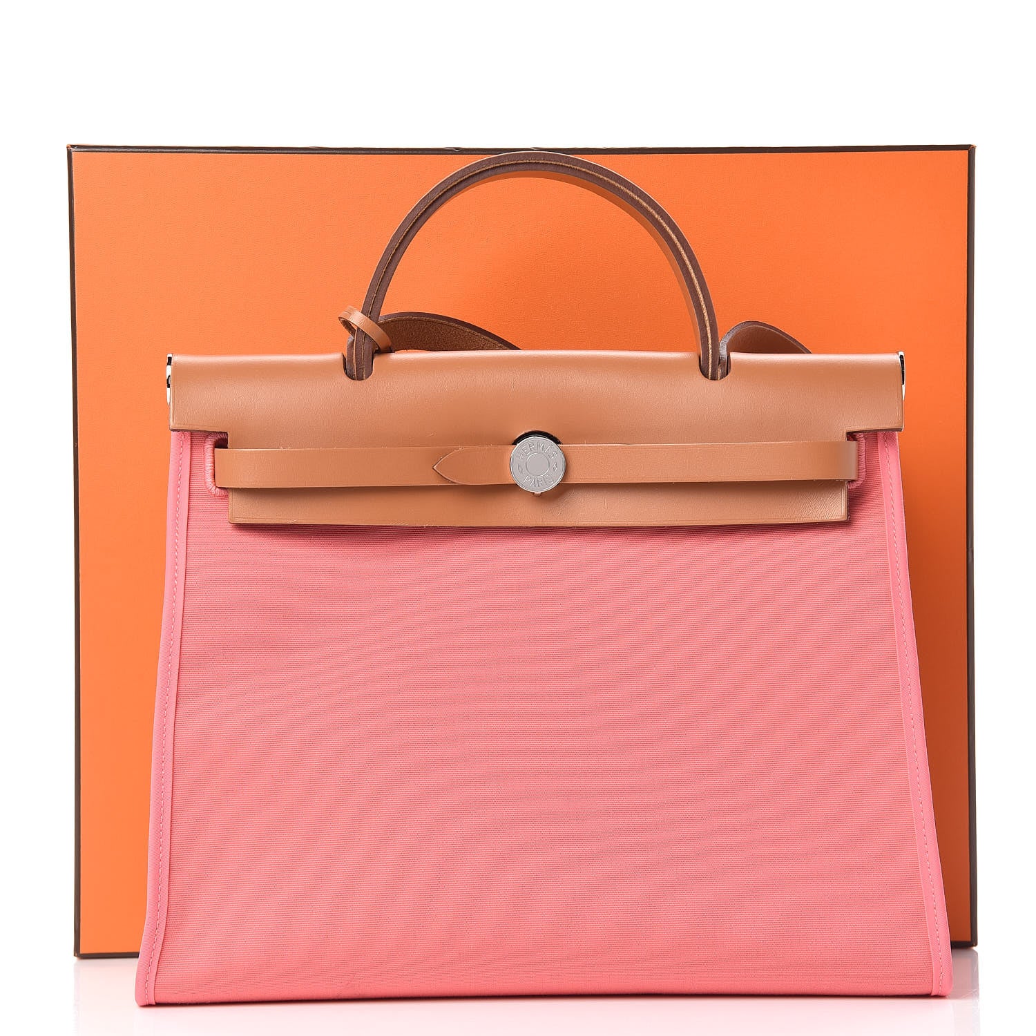 Hermes Vache Hunter Toile Herbag Zip 31 PM Rose Azalee Natural 13 of 13