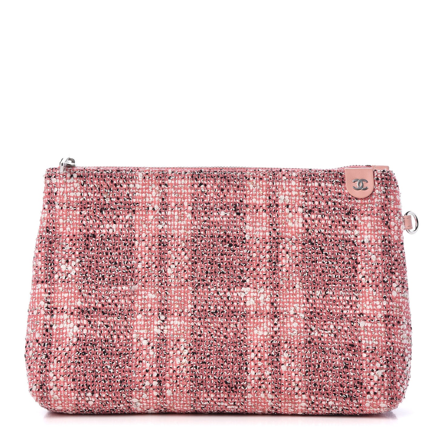 Tweed Pouch Pink White