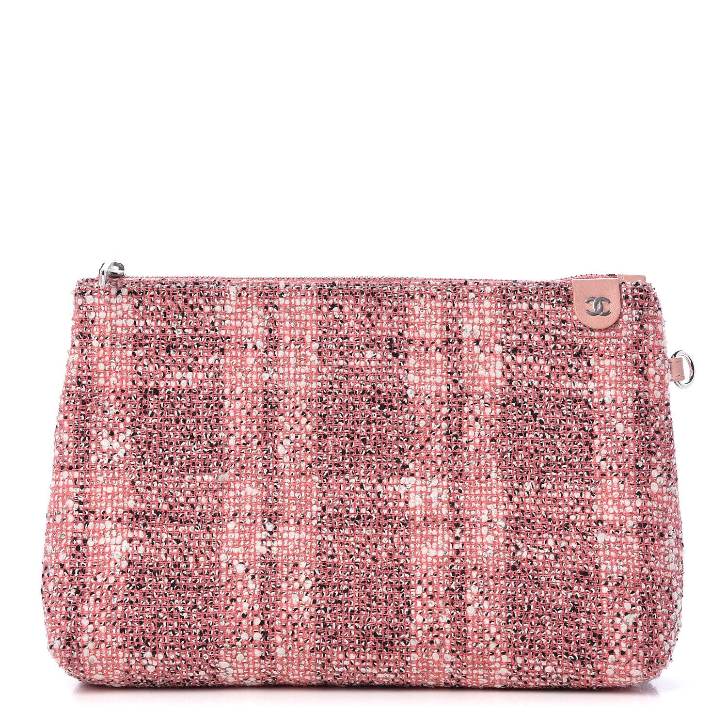 Chanel Tweed Pouch Pink White 1 of 8
