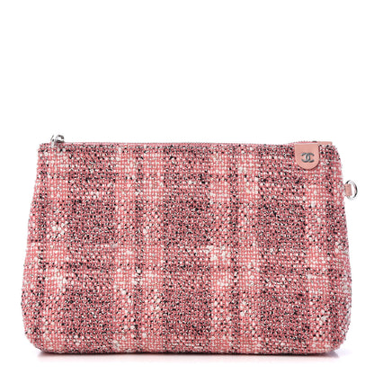 Chanel Tweed Pouch Pink White 1 of 8