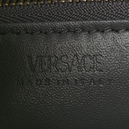 Versace Calfskin Crocodile Embossed Large Greca Goddess Bag Charcoal 6 of 9