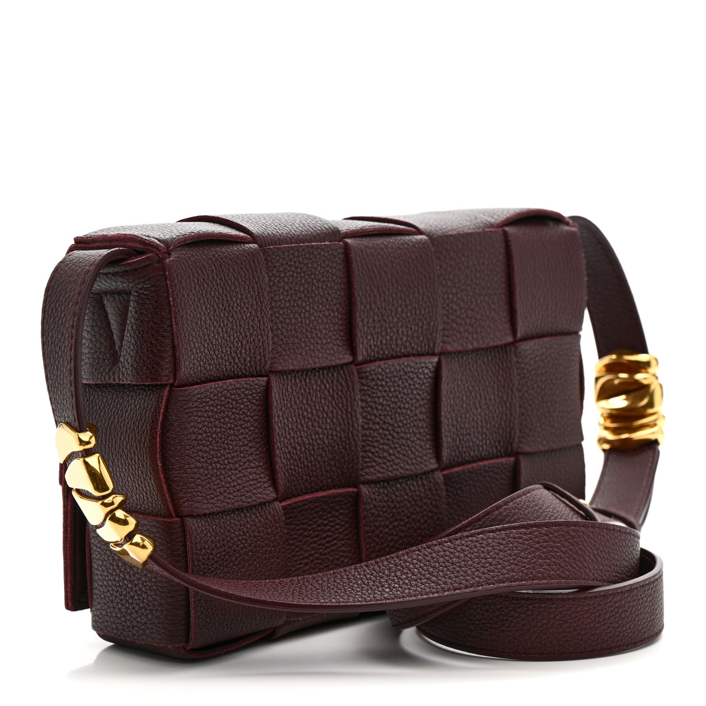 Grained Calfskin Maxi Intrecciato Cassette Crossbody Bag Bordeaux