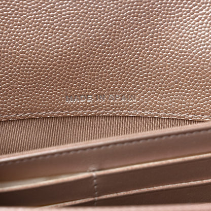 Chanel Iridescent Caviar Chevron Quilted Large Gusset Flap Wallet Light Pink 7 of 14