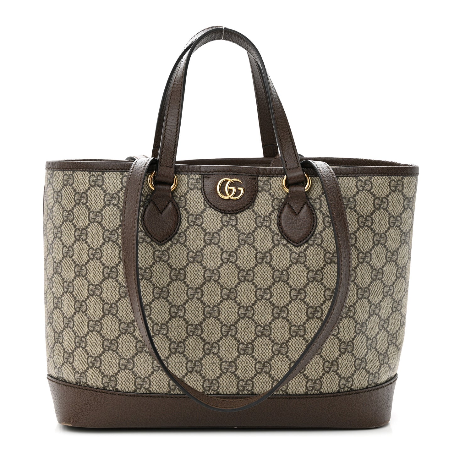GG Supreme Monogram Textured Calfskin Small Ophidia Shoulder Tote Bag Beige Ebony New Acero