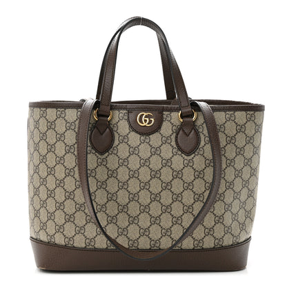 Gucci GG Supreme Monogram Textured Calfskin Small Ophidia Shoulder Tote Bag Beige Ebony New Acero 1 of 16