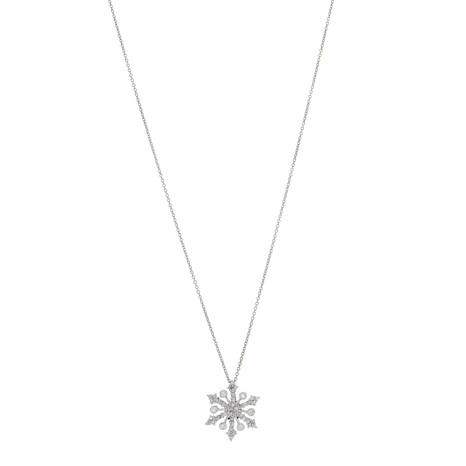 Roberto Coin 18K White Gold Diamond Snowflake Pendant Necklace 1 of 5