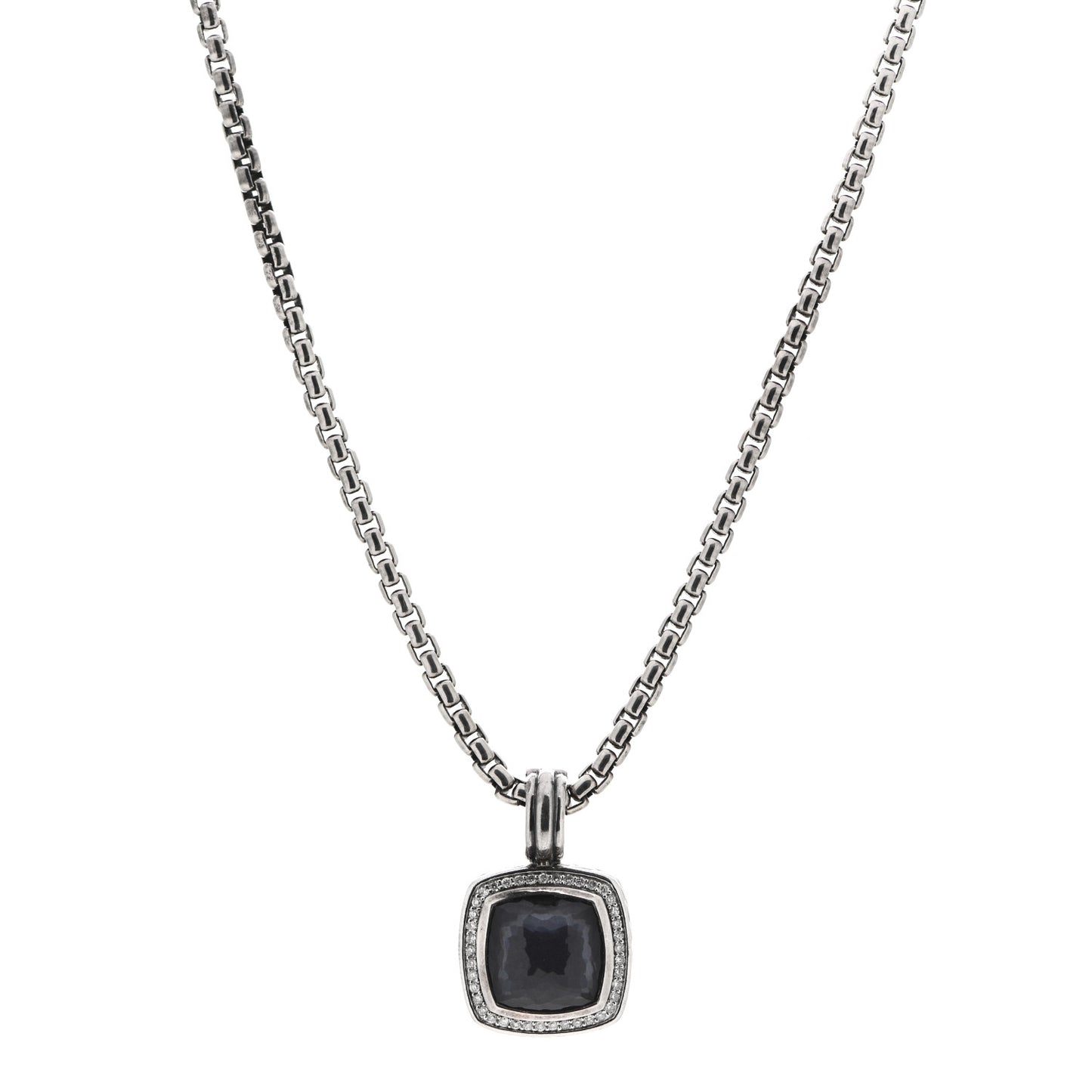 Sterling Silver 14K Yellow Gold Diamond Black Orchid 16mm Albion Pendant Necklace