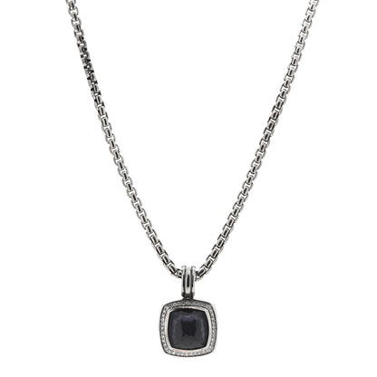 David Yurman Sterling Silver 14K Yellow Gold Diamond Black Orchid 16mm Albion Pendant Necklace 1 of 6
