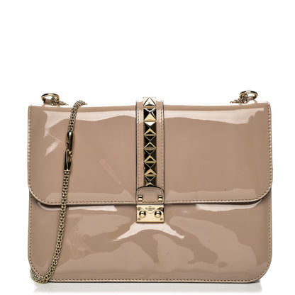 Valentino Garavani Patent Large Glam Lock Rockstud Flap Poudre 1 of 10