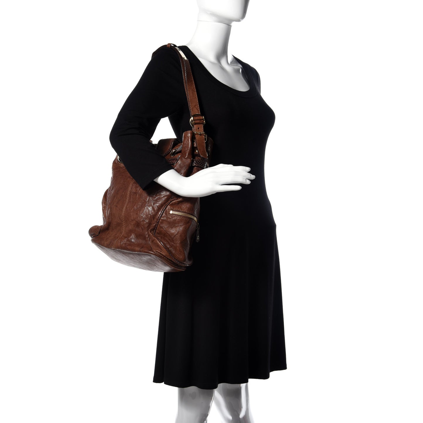 Calfskin Ramona Bucket Bag Brown