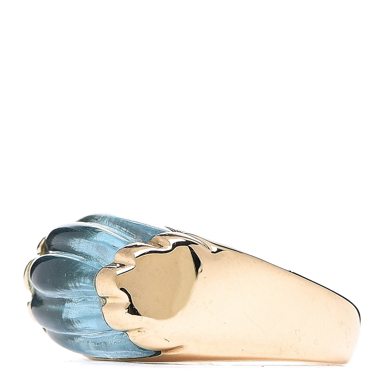 Bulgari 18K Yellow Gold Blue Topaz Tronchetto Ring 51 5.75 2 of 4