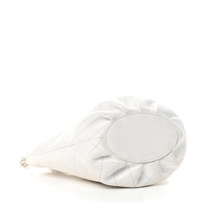 Chanel Lambskin Stitched Small Shopping Tote White 4 of 10