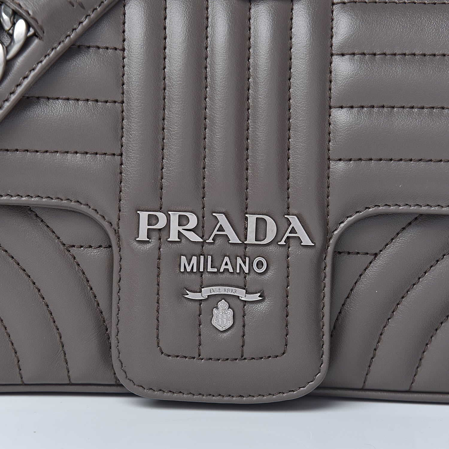 Prada Soft Calfskin Impunture Diagramme Small Chain Flap Shoulder Bag Bambu 7 of 9