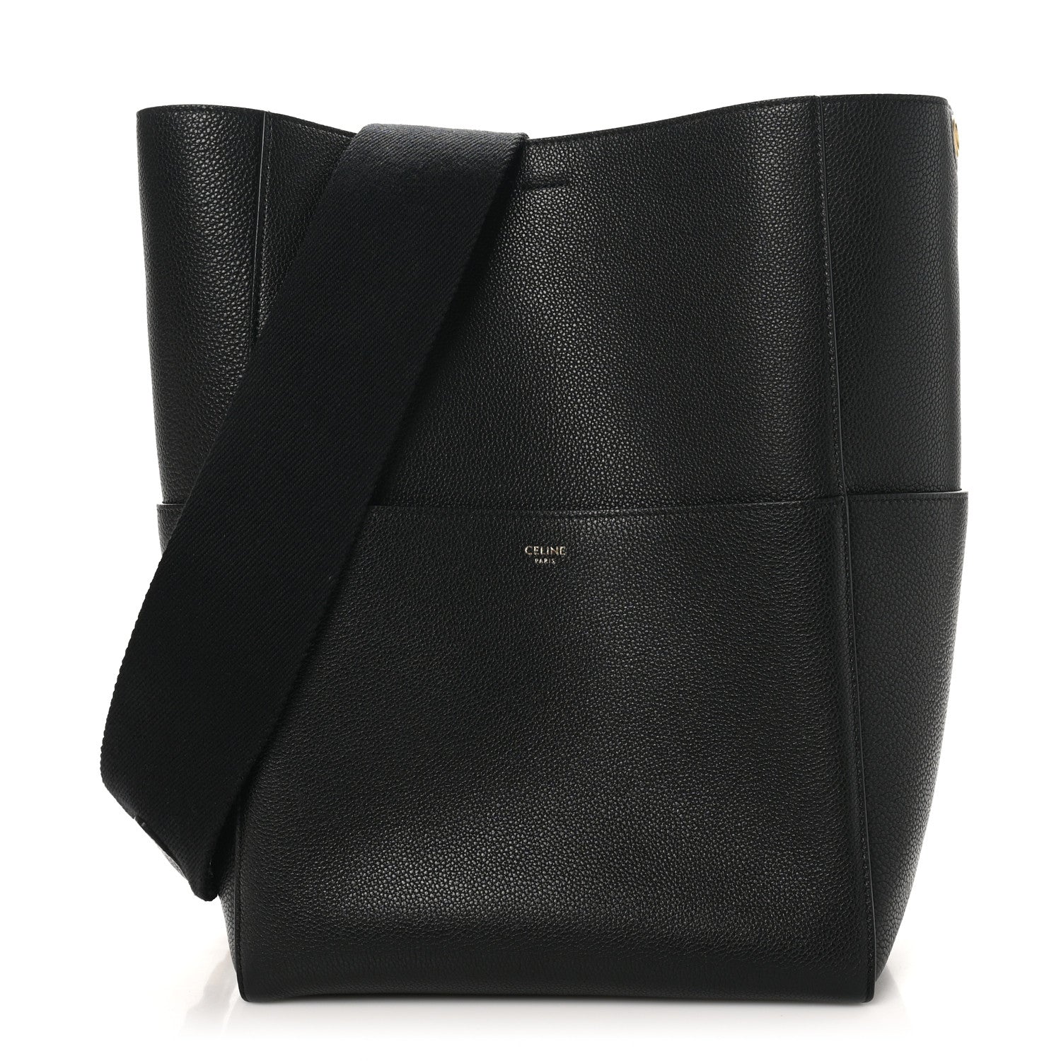 Celine Soft Grained Calfskin Sangle Bucket Bag Black 1 of 9