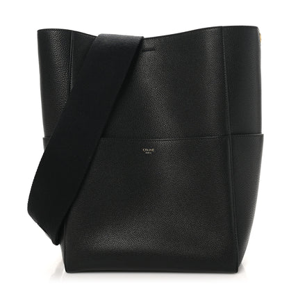 Celine Soft Grained Calfskin Sangle Bucket Bag Black 1 of 9