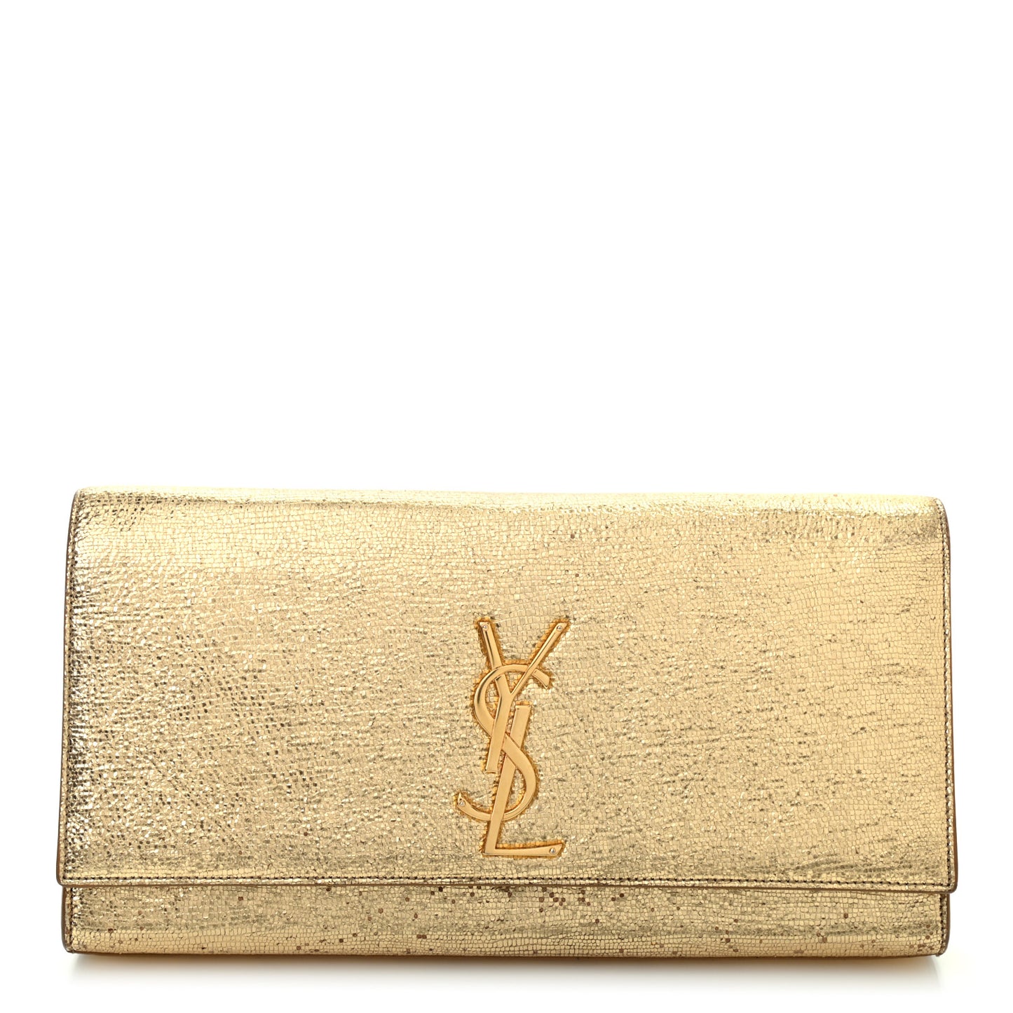 Metallic Textured Calfskin Classic Monogram Cassandre Clutch Gold