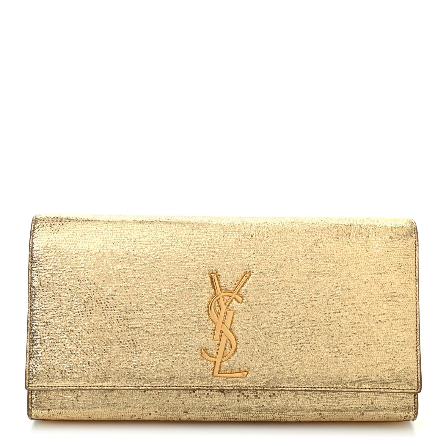 Saint Laurent Metallic Textured Calfskin Classic Monogram Cassandre Clutch Gold 1 of 6