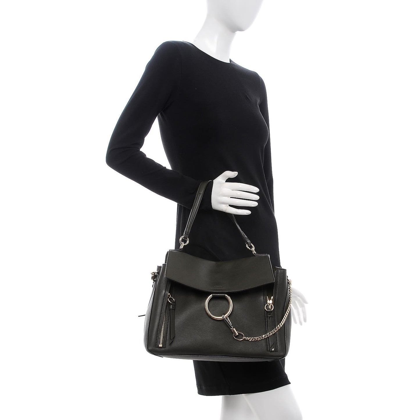 Calfskin Medium Faye Day Shoulder Bag Deep Forest