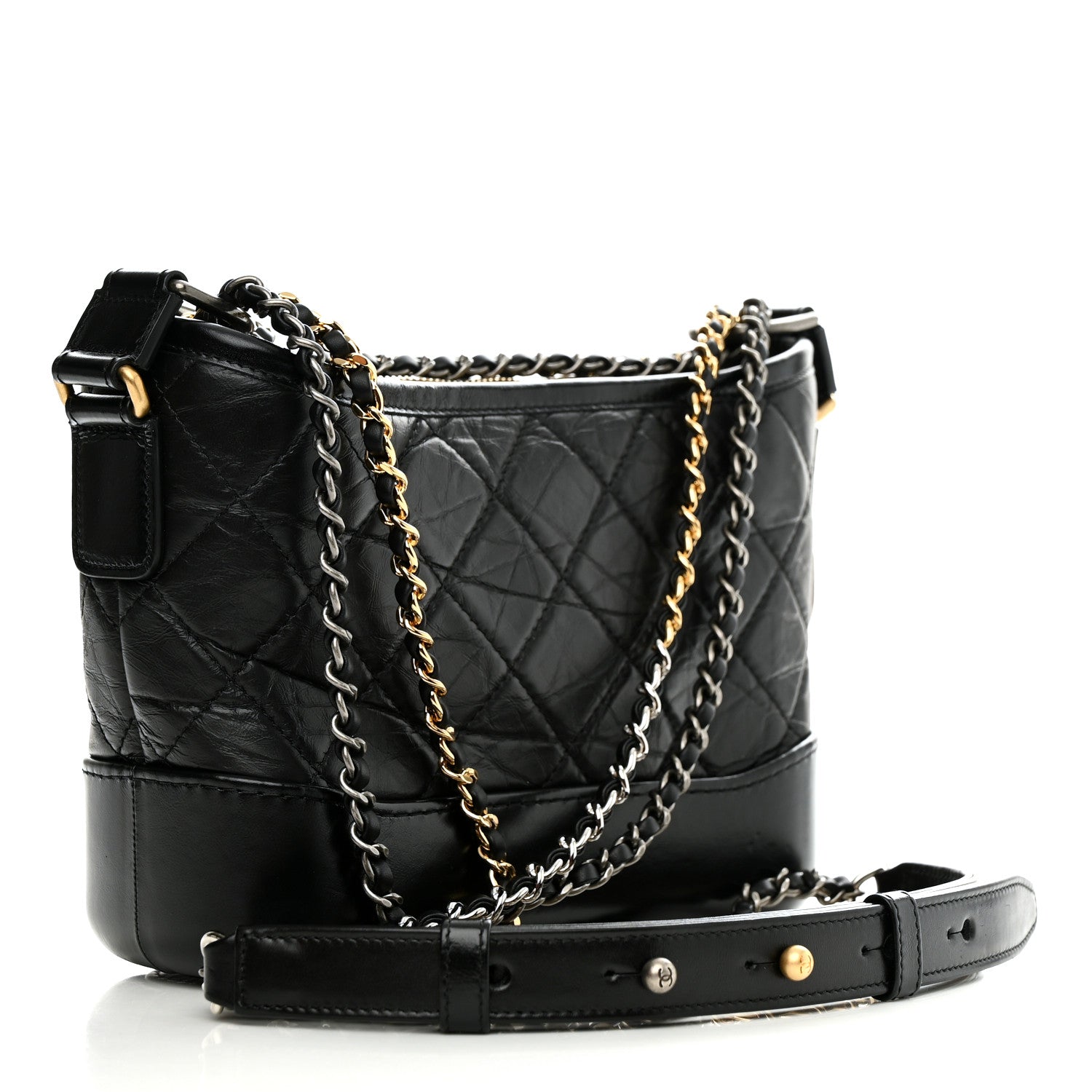 Chanel Aged Calfskin Quilted Small Gabrielle Hobo Black 3 of 12